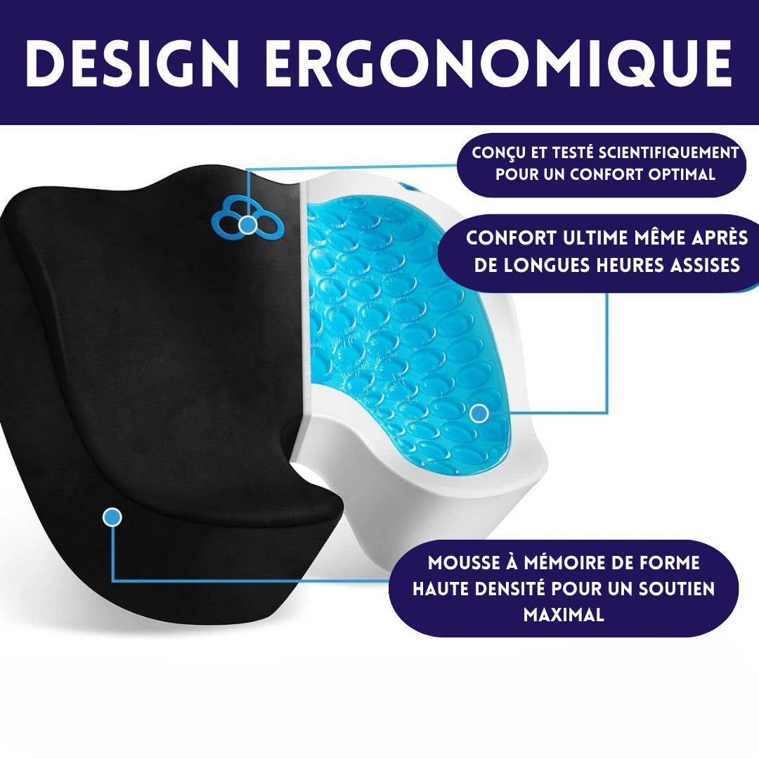 Siège Orthopédique – Gel & Mousse Mémoire